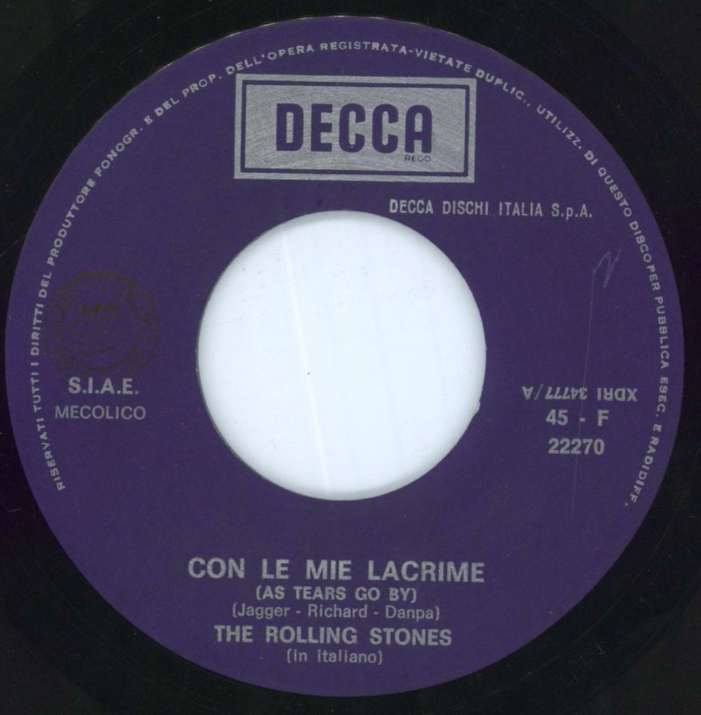 The Rolling Stones Con Le Mie Lacrime (As Tears Go By) - Boxed Italian 7" vinyl single (7 inch record / 45) ROL07CO715248