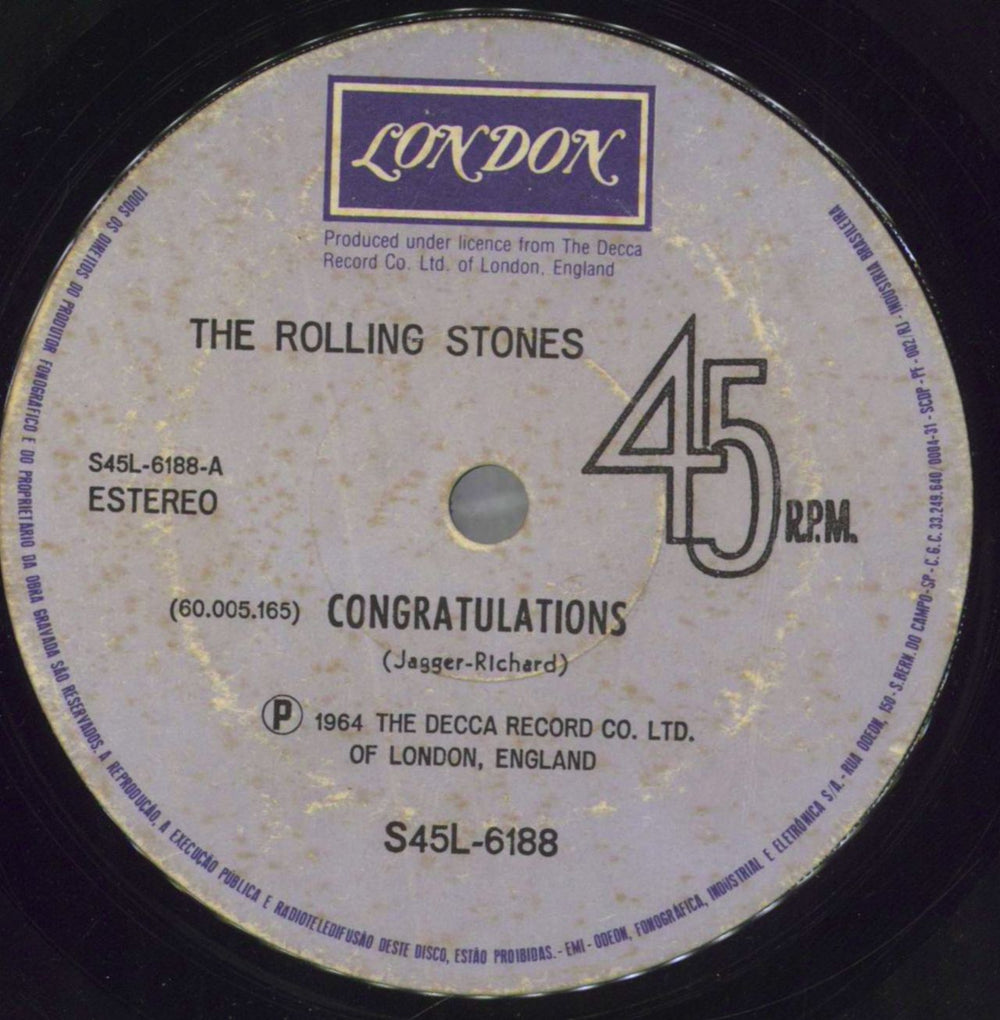 The Rolling Stones Congratulations / Tell Me Brazilian 7" vinyl single (7 inch record / 45) ROL07CO825979