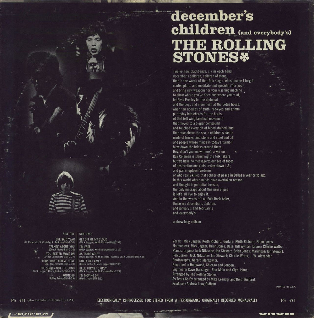 The Rolling Stones December's Children - Promo Stickered US vinyl LP album (LP record)