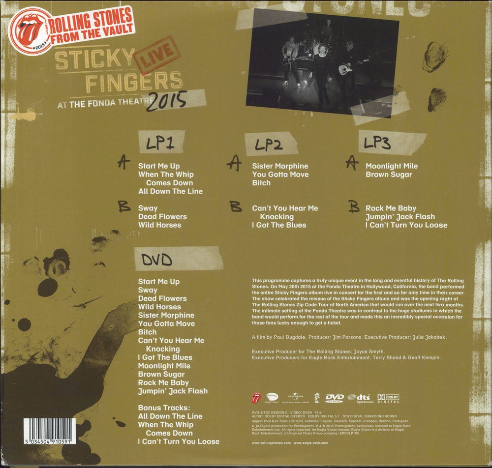 The Rolling Stones From The Vault - Sticky Fingers Live At The Fonda Theatre 2015 UK 3-LP vinyl record set (Triple LP Album) 5034504910591