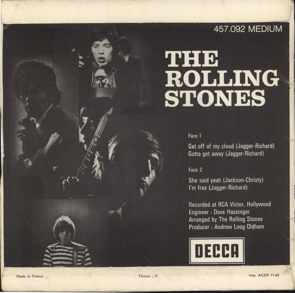 The Rolling Stones Get Off Of My Cloud EP - 11-65 French 7" vinyl single (7 inch record / 45)