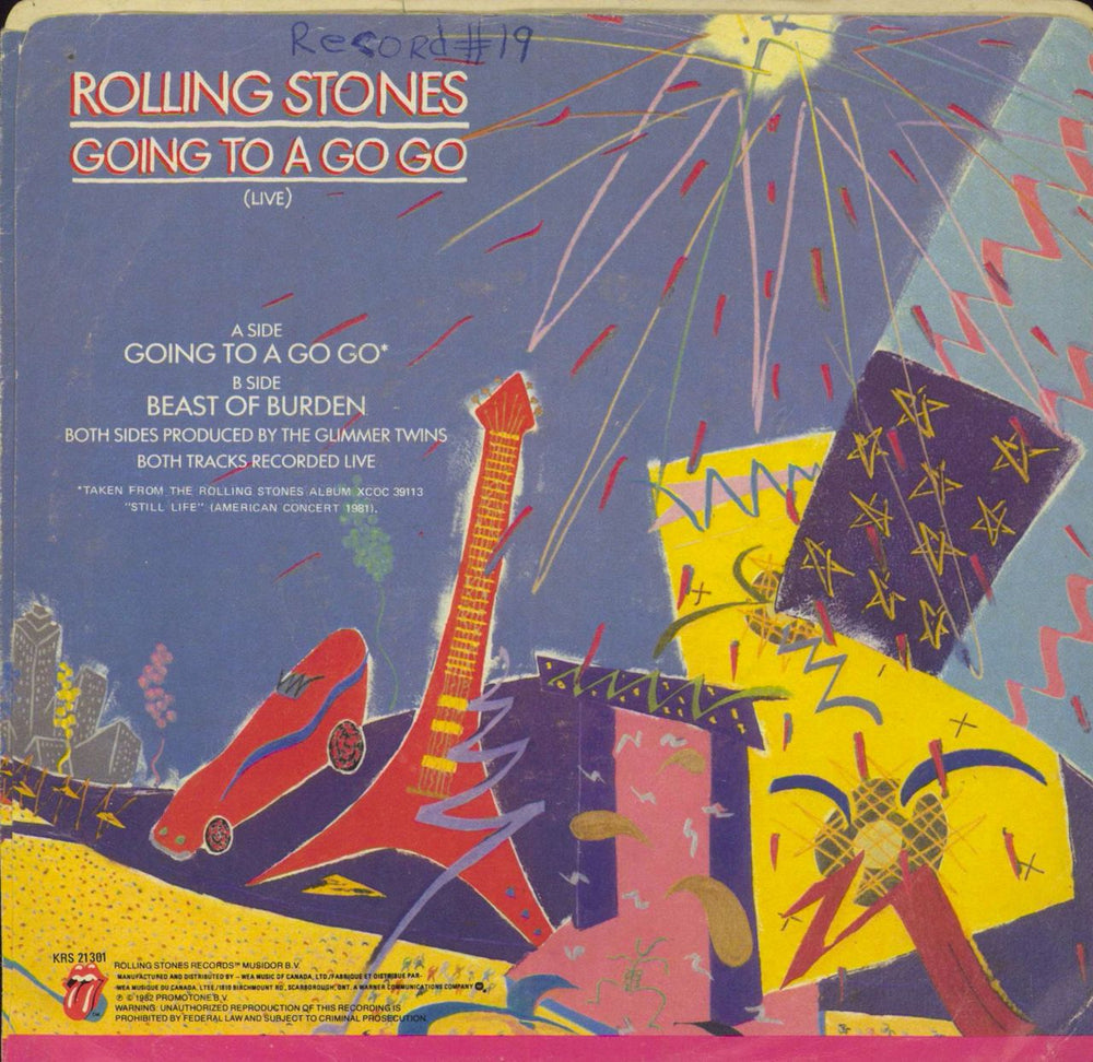 The Rolling Stones Going To A Go-Go + Picture Sleeve Canadian 7" vinyl single (7 inch record / 45)