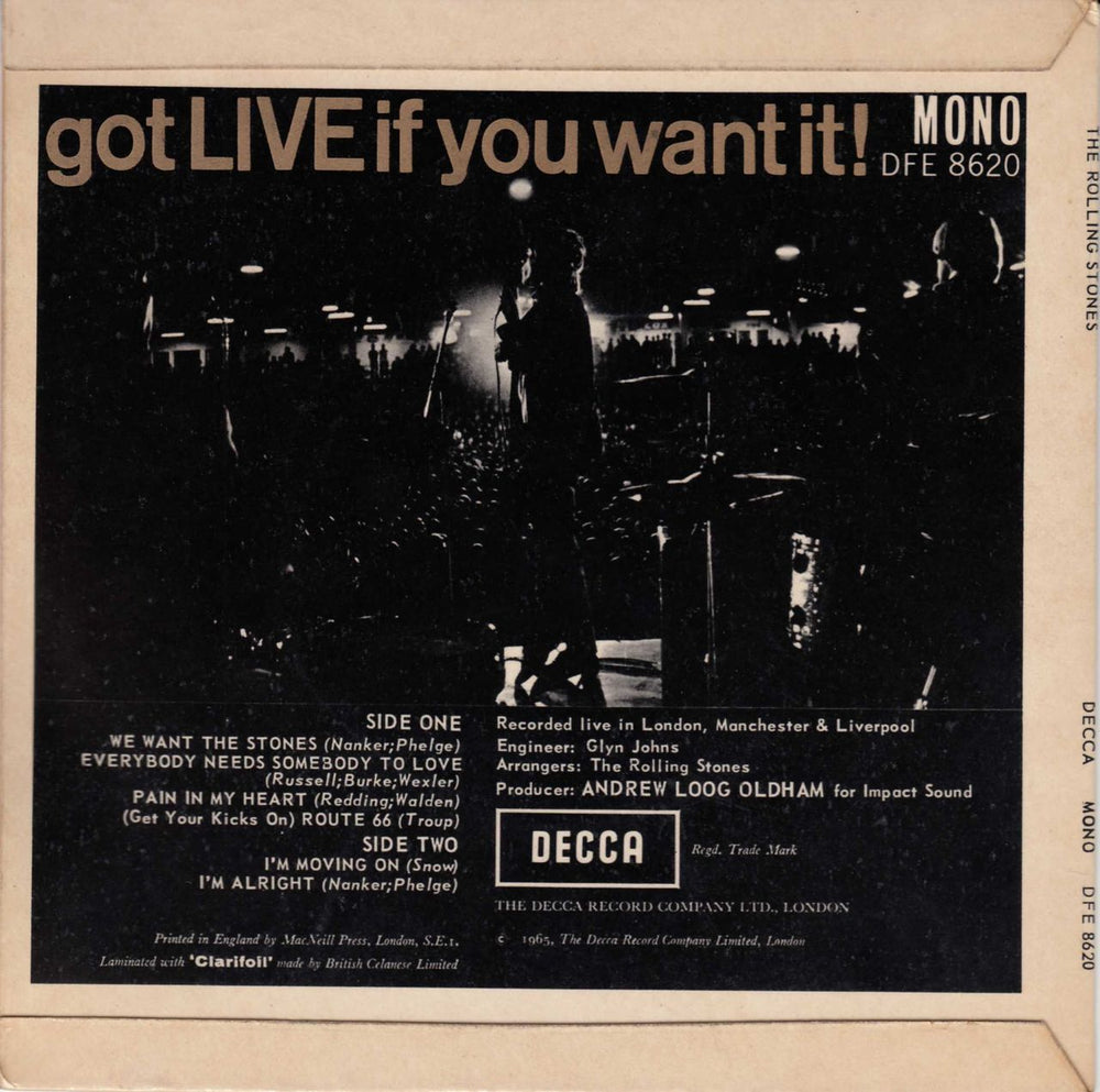 The Rolling Stones Got Live If You Want It EP - 1st - EX UK 7" vinyl single (7 inch record / 45) ROL07GO555680