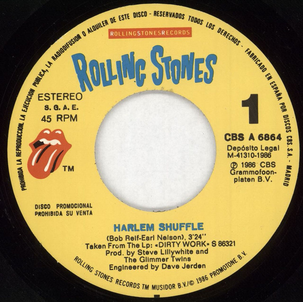 The Rolling Stones Harlem Shuffle - 1 sided Spanish Promo 7" vinyl single (7 inch record / 45) ROL07HA59416