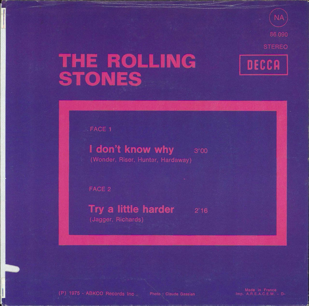 The Rolling Stones I Don't Know Why French 7" vinyl single (7 inch record / 45)