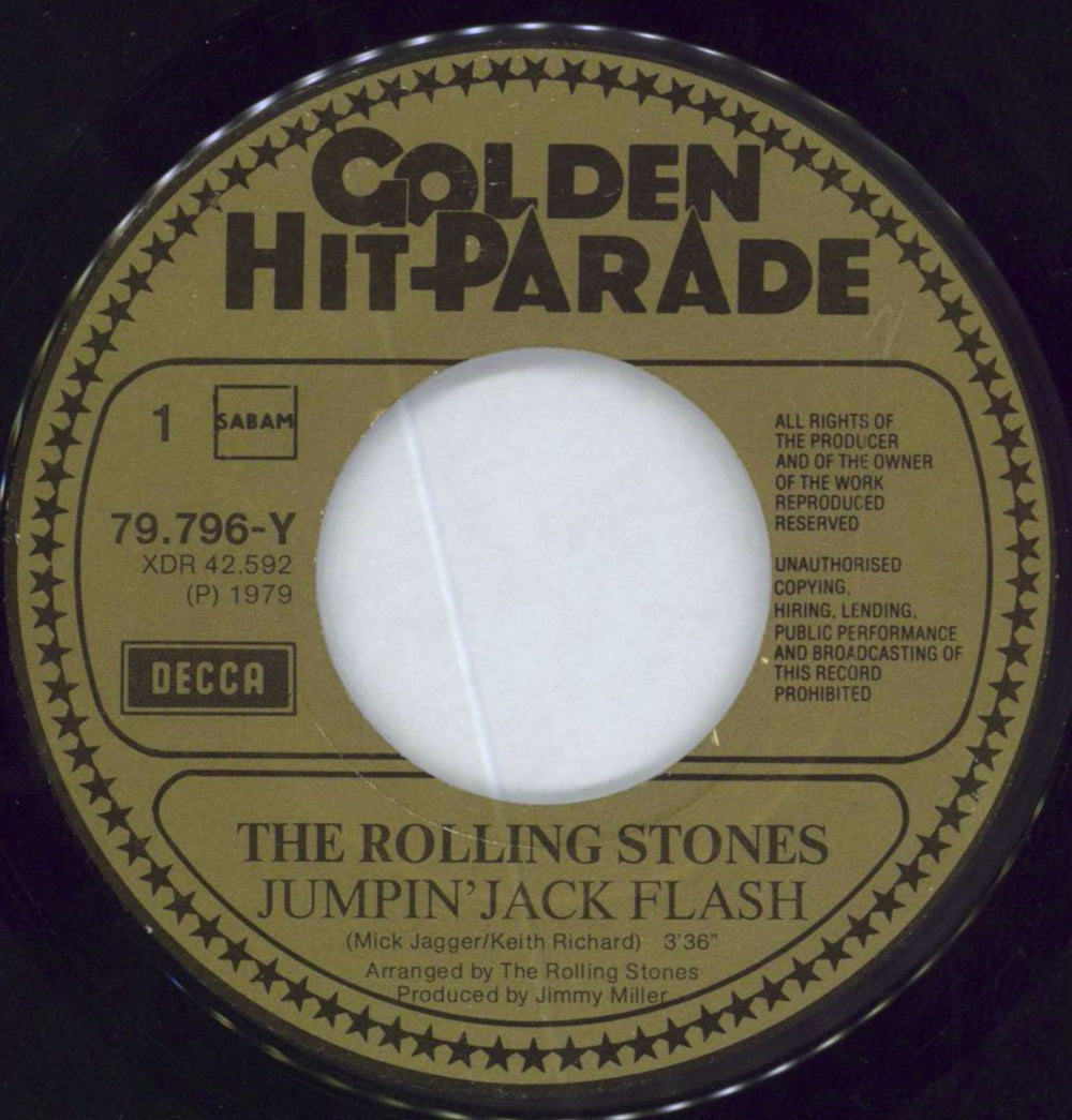 The Rolling Stones Jumpin' Jack Flash - Golden Hit-Parade Belgian 7" vinyl single (7 inch record / 45) ROL07JU791962