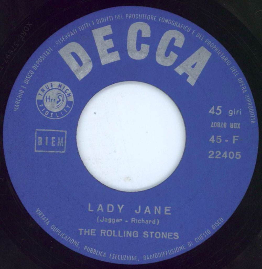 The Rolling Stones Lady Jane + g/f PS Italian 7" vinyl single (7 inch record / 45) ROL07LA804561