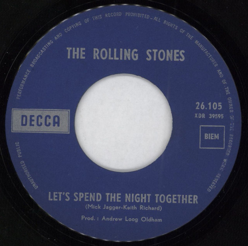 The Rolling Stones Let's Spend The Night Together Belgian 7" vinyl single (7 inch record / 45) ROL07LE632774