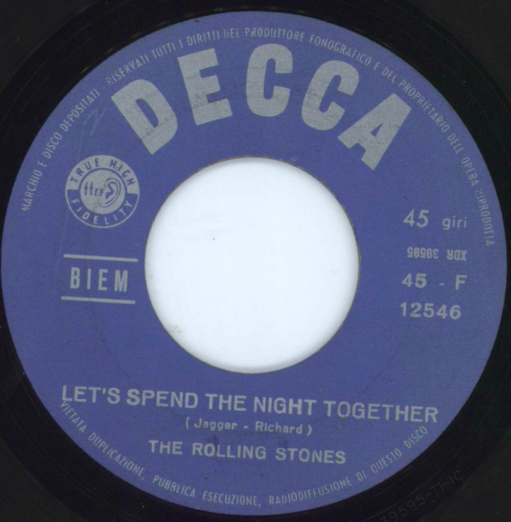 The Rolling Stones Let's Spend The Night Together - Button p/s Italian 7" vinyl single (7 inch record / 45) ROL07LE804549