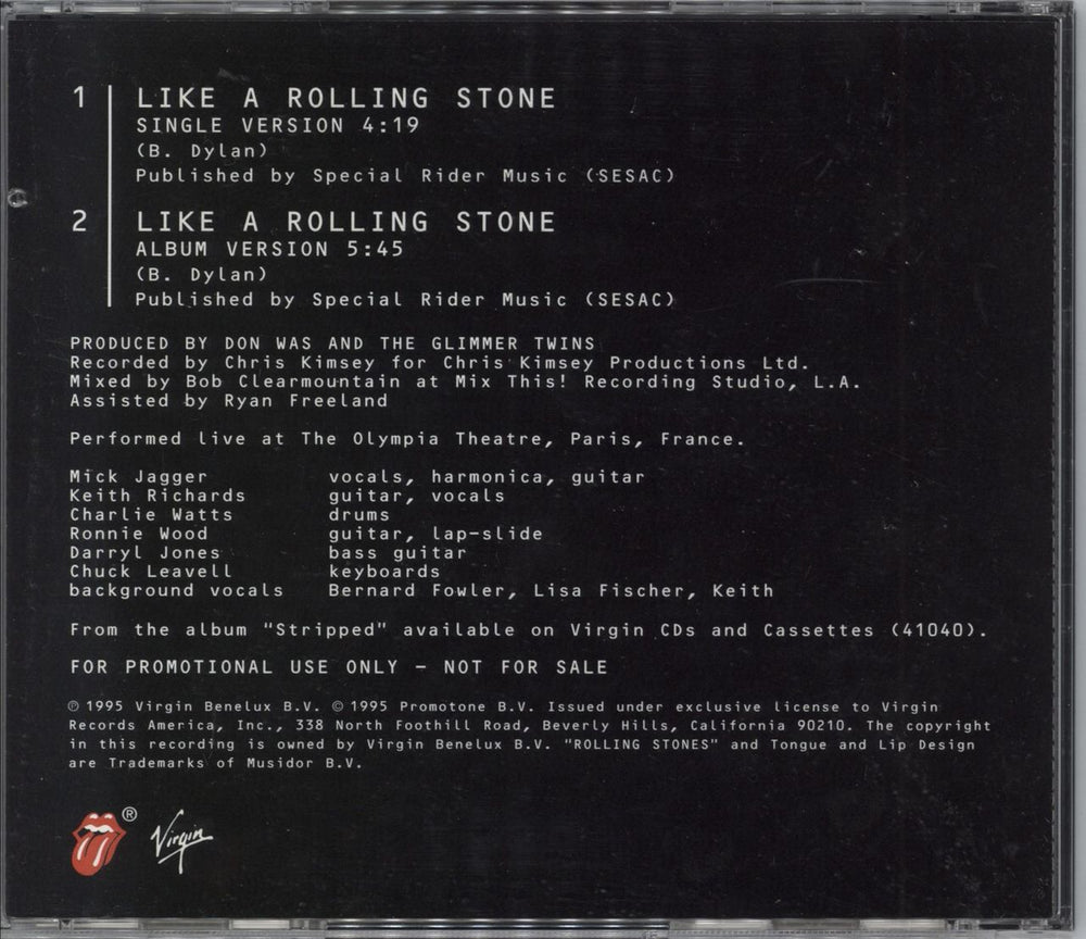 The Rolling Stones Like A Rolling Stone US Promo CD single (CD5 / 5")