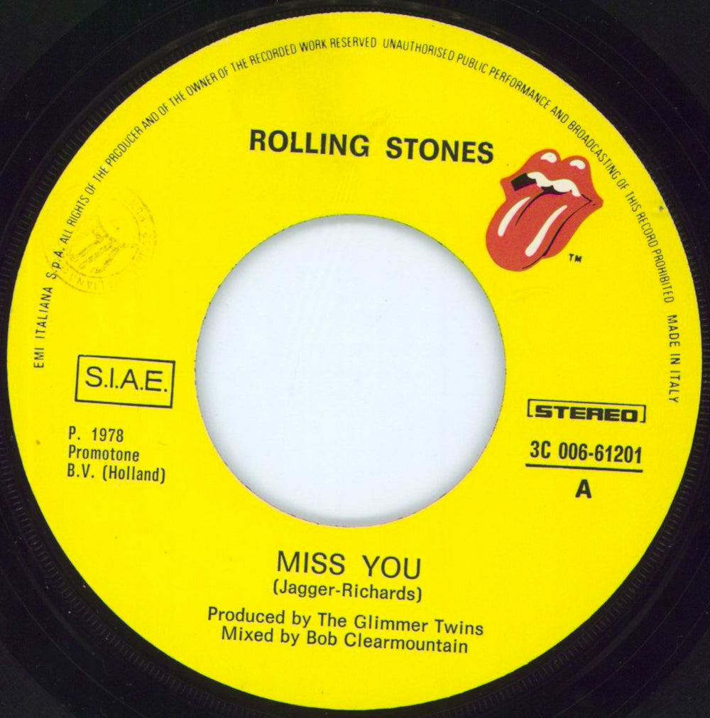 The Rolling Stones Miss You - CIAO 2001 Italian 7" vinyl single (7 inch record / 45) ROL07MI804569