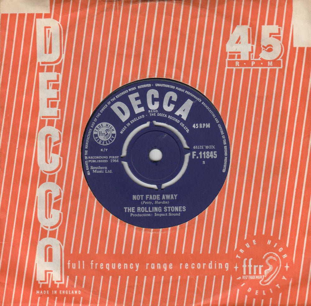 The Rolling Stones Not Fade Away - 1st UK 7" vinyl single (7 inch record / 45) F.11845