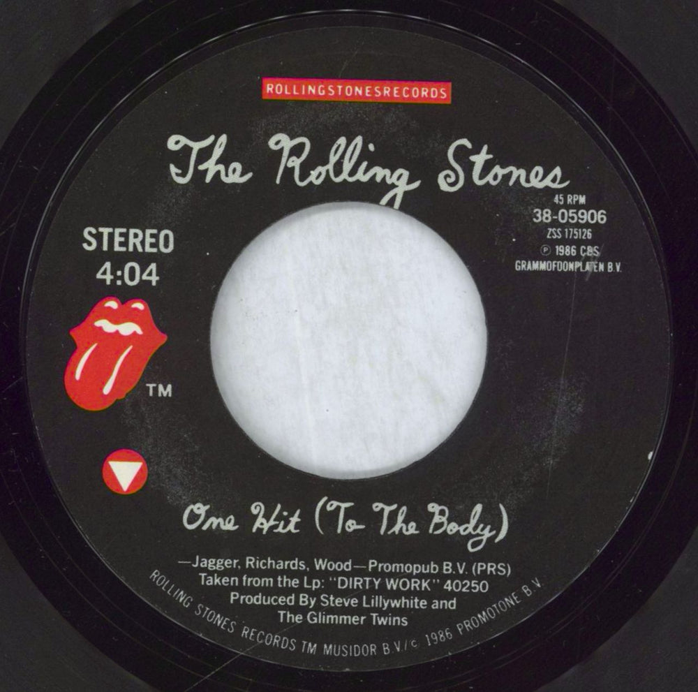 The Rolling Stones One Hit (To The Body) US 7" vinyl single (7 inch record / 45) ROL07ON58312