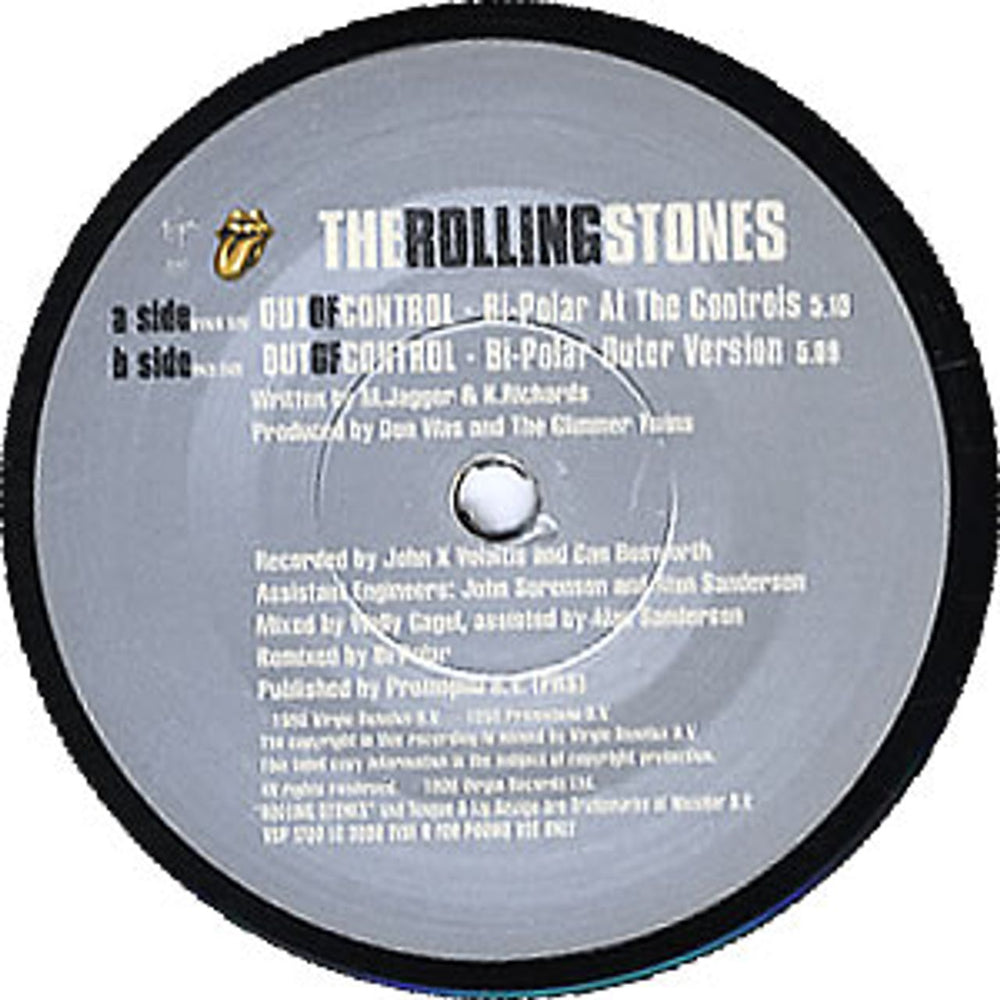 The Rolling Stones Out Of Control UK Promo 7" vinyl single (7 inch record / 45) VSP1700