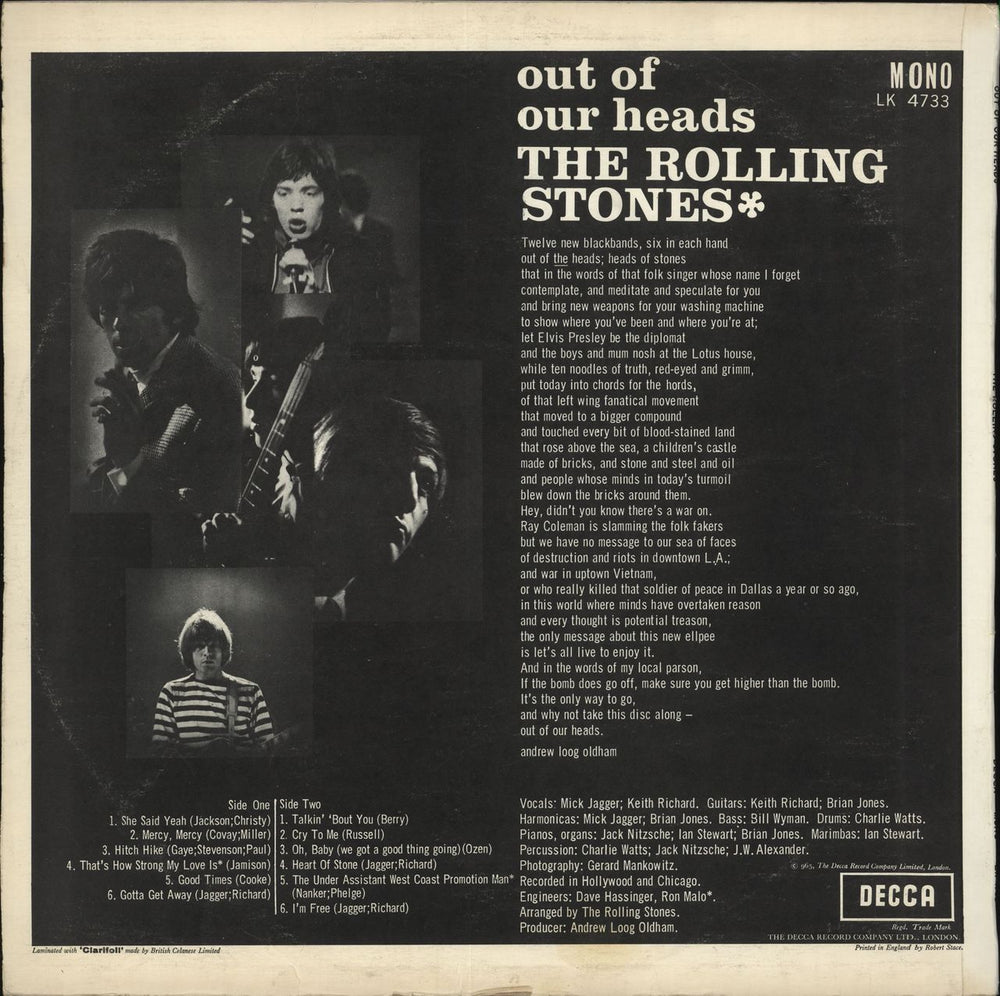 The Rolling Stones Out Of Our Heads - 1st - VG - wos UK vinyl LP album (LP record)