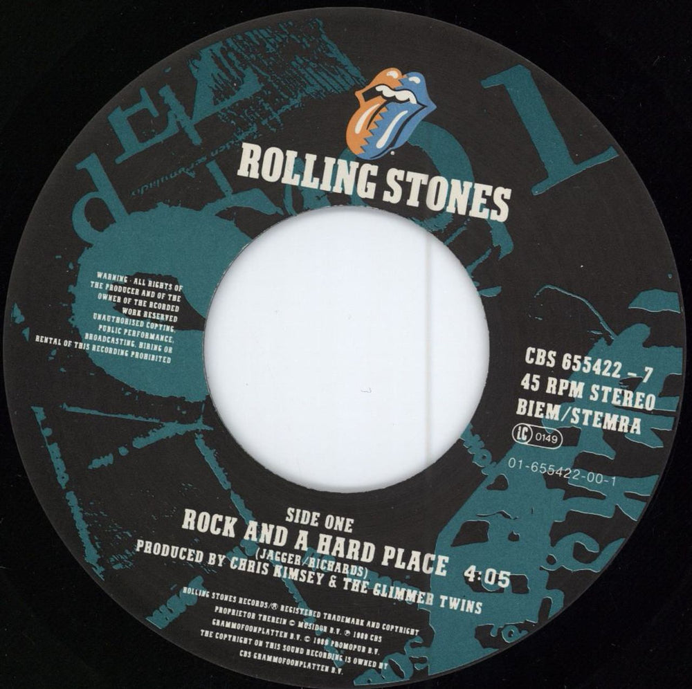 The Rolling Stones Rock And A Hard Place - 1st - Hype-Stickered Dutch 7" vinyl single (7 inch record / 45) ROL07RO780970