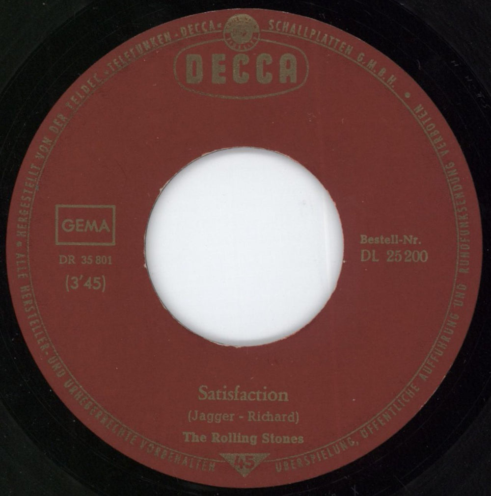 The Rolling Stones Satisfaction - 3rd German 7" vinyl single (7 inch record / 45) ROL07SA792236