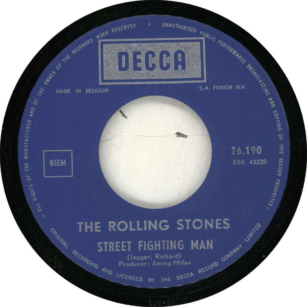 The Rolling Stones Street Fighting Man Belgian 7" vinyl single (7 inch record / 45) ROL07ST713586