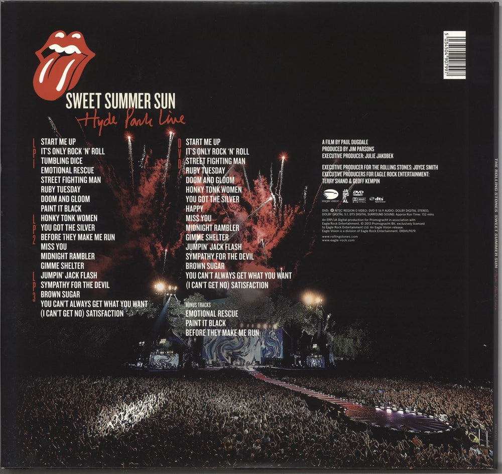 The Rolling Stones Sweet Summer Sun - Hyde Park Live + DVD UK 3-LP vinyl record set (Triple LP Album) 5034504907997