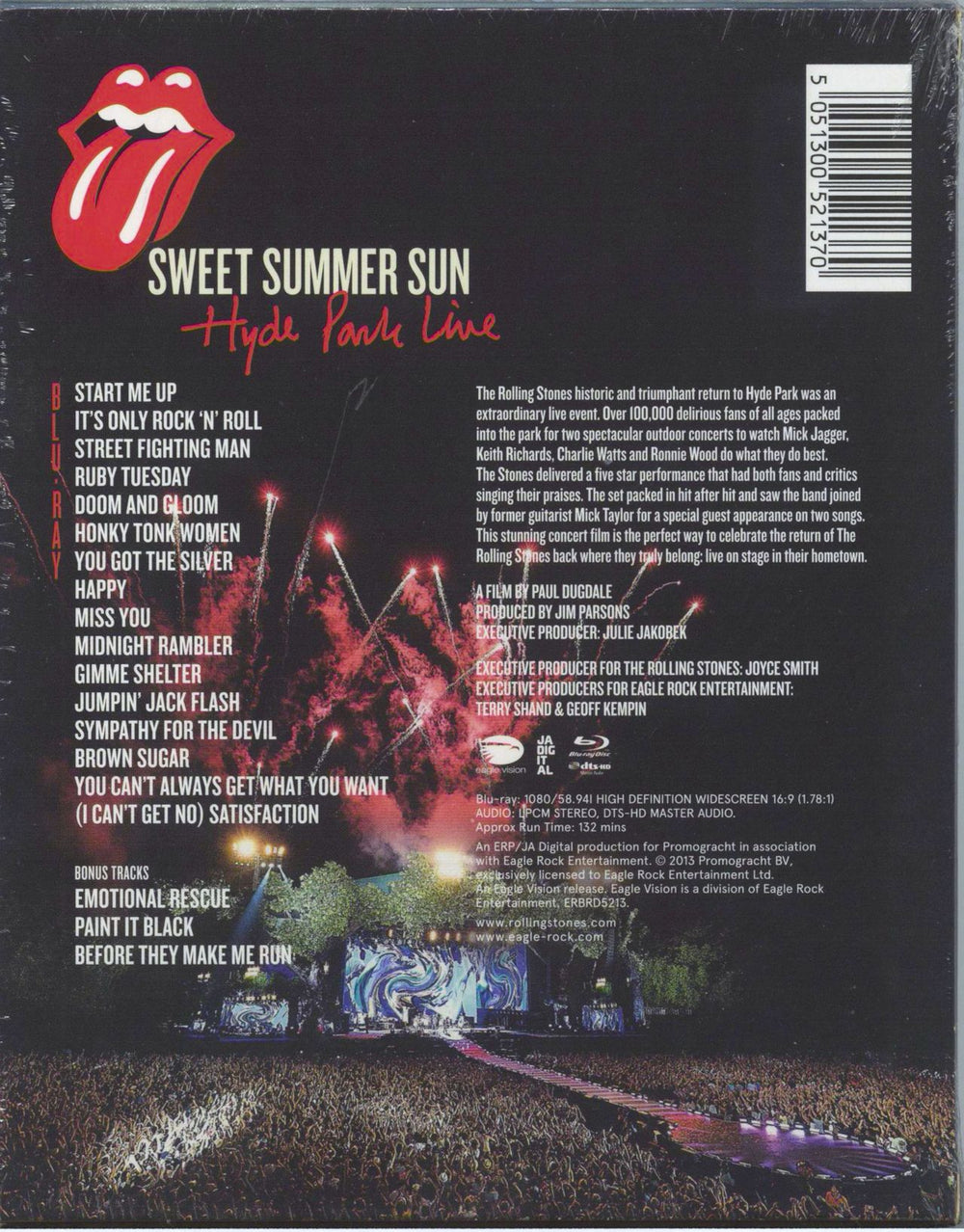 The Rolling Stones Sweet Summer Sun - Hyde Park Live UK Blu Ray DVD