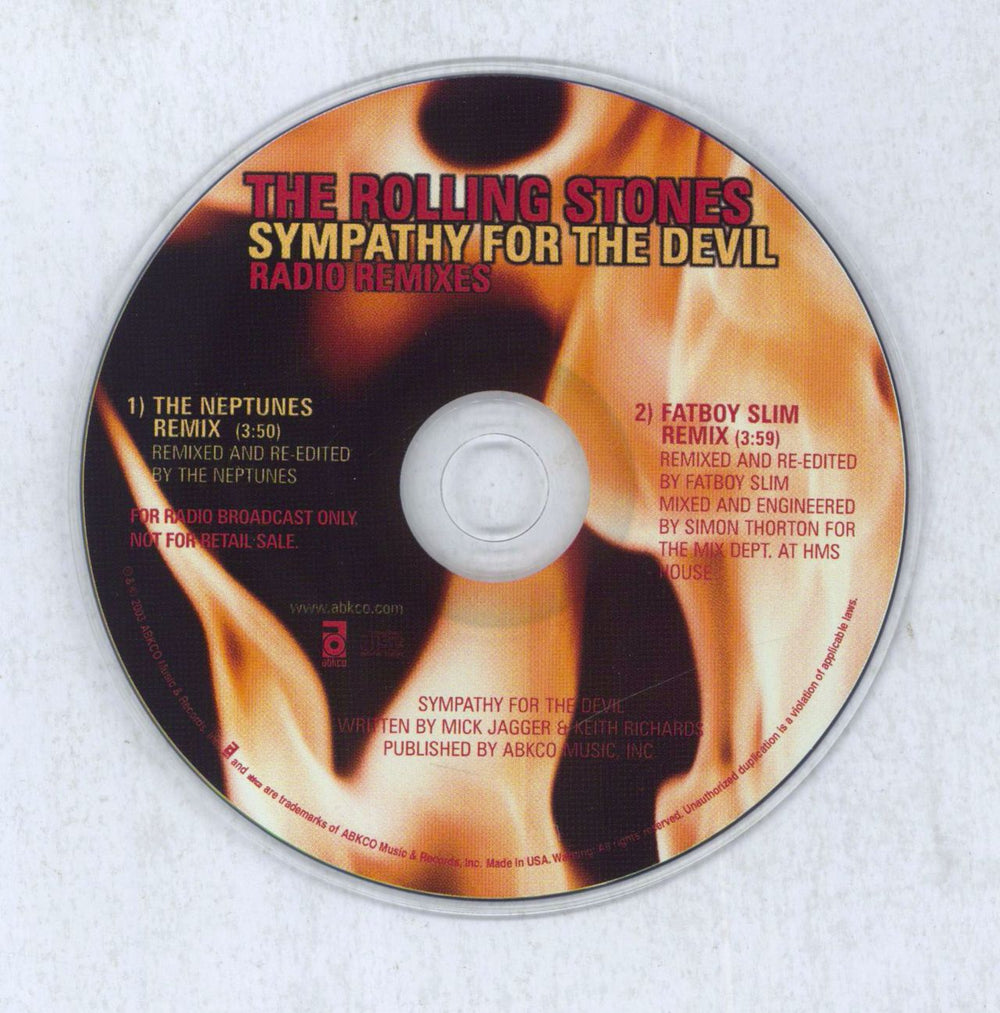 The Rolling Stones Sympathy For The Devil - Radio Remixes US Promo CD single (CD5 / 5") 9666-2P