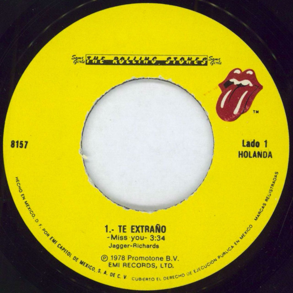 The Rolling Stones Te Extrano + P/S Mexican 7" vinyl single (7 inch record / 45) ROL07TE356519