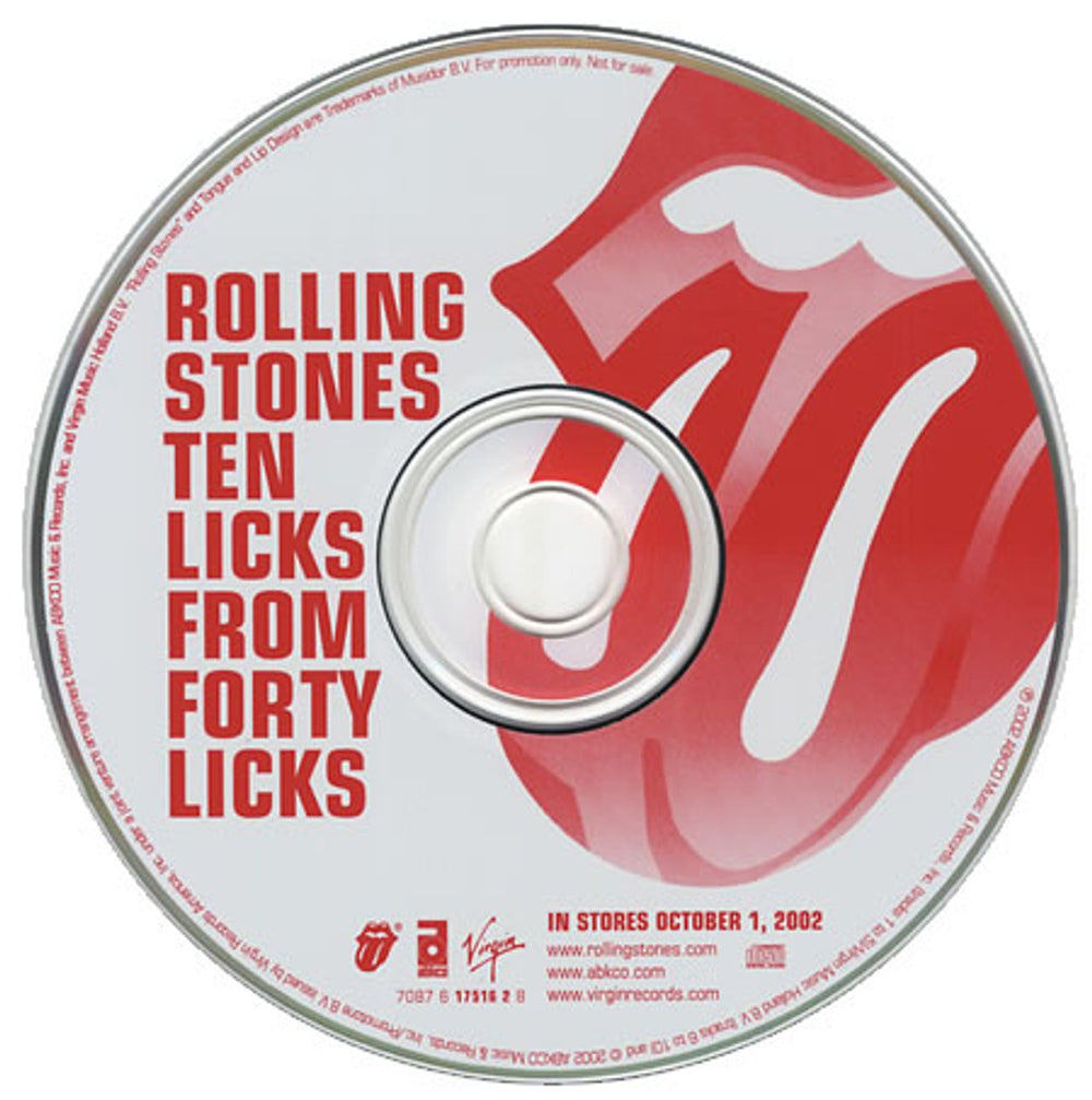 The Rolling Stones Ten Licks From Forty Licks US Promo CD album (CDLP) ROLCDTE224268