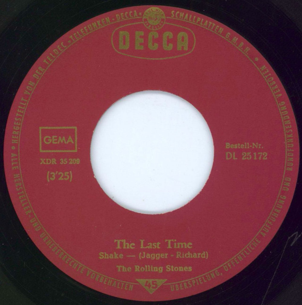 The Rolling Stones The Last Time German 7" vinyl single (7 inch record / 45) ROL07TH344080