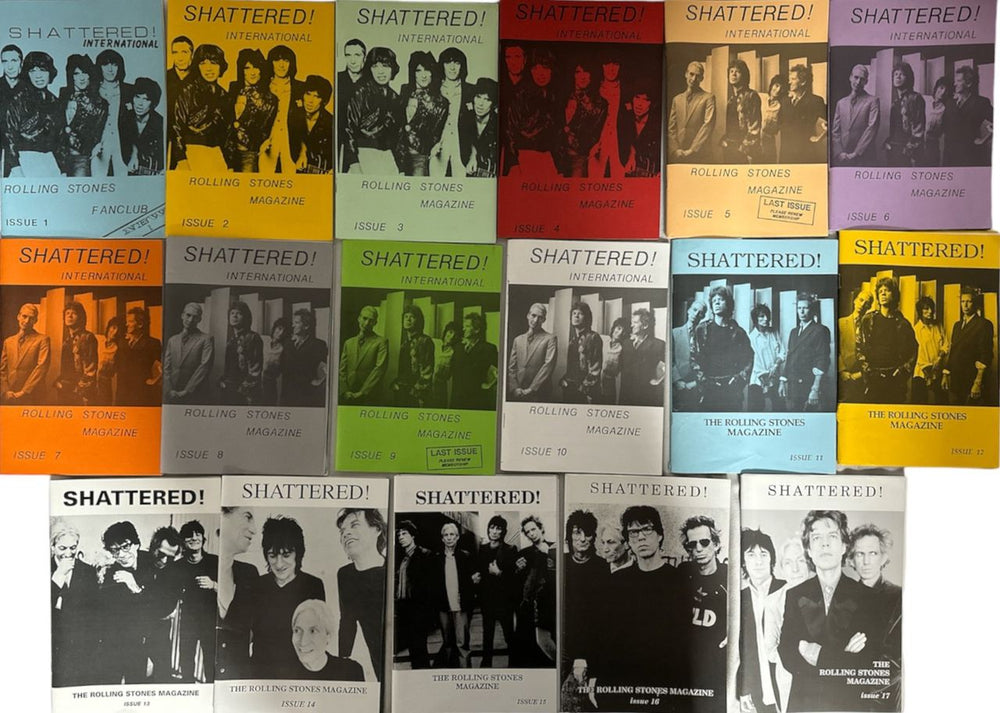 The Rolling Stones Twenty Two Issues of Shattered! Magazine Dutch Promo magazine ISSUES 01 - 17 + 39 - 43