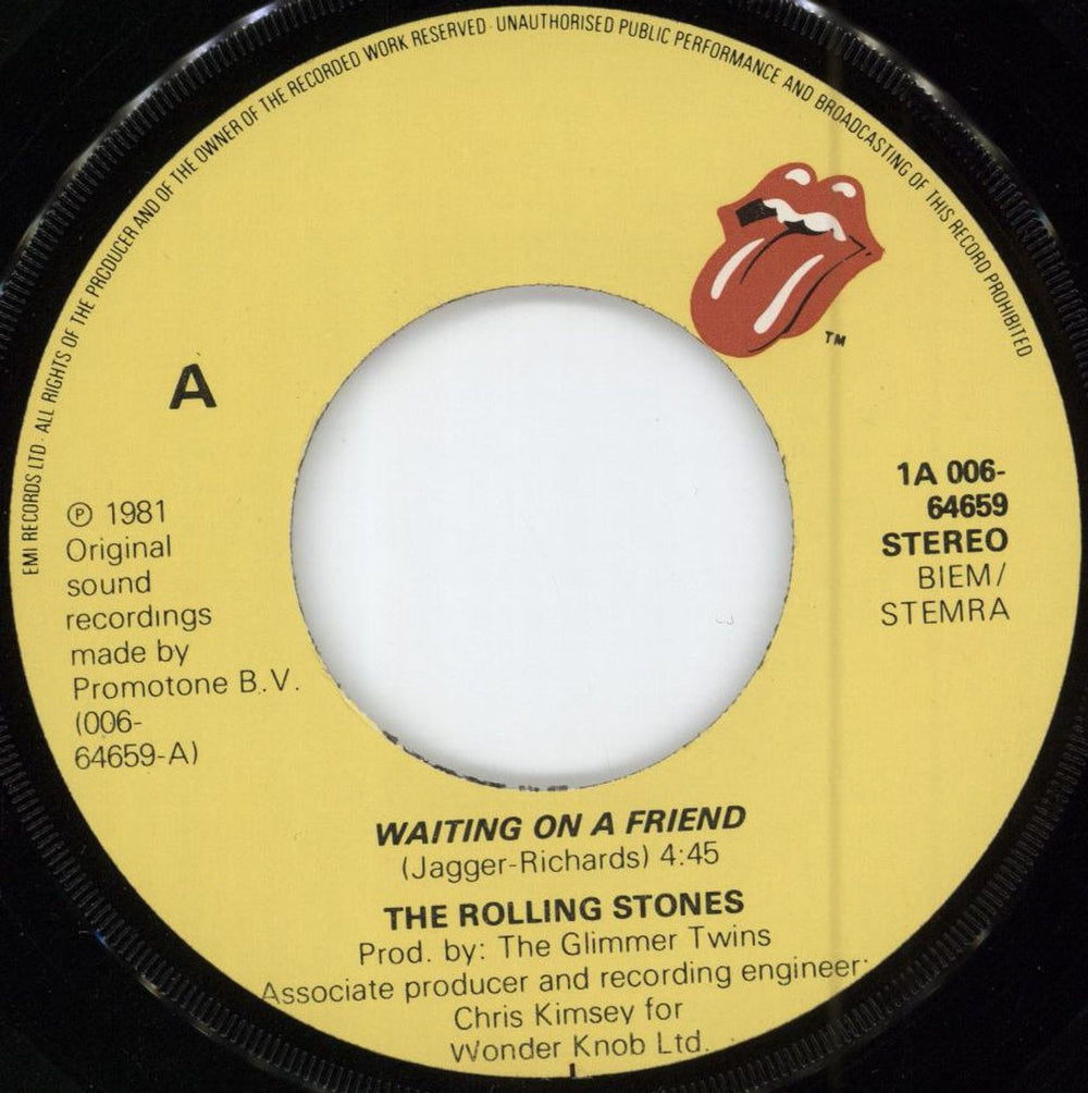 The Rolling Stones Waiting On A Friend Dutch 7" vinyl single (7 inch record / 45) ROL07WA780974