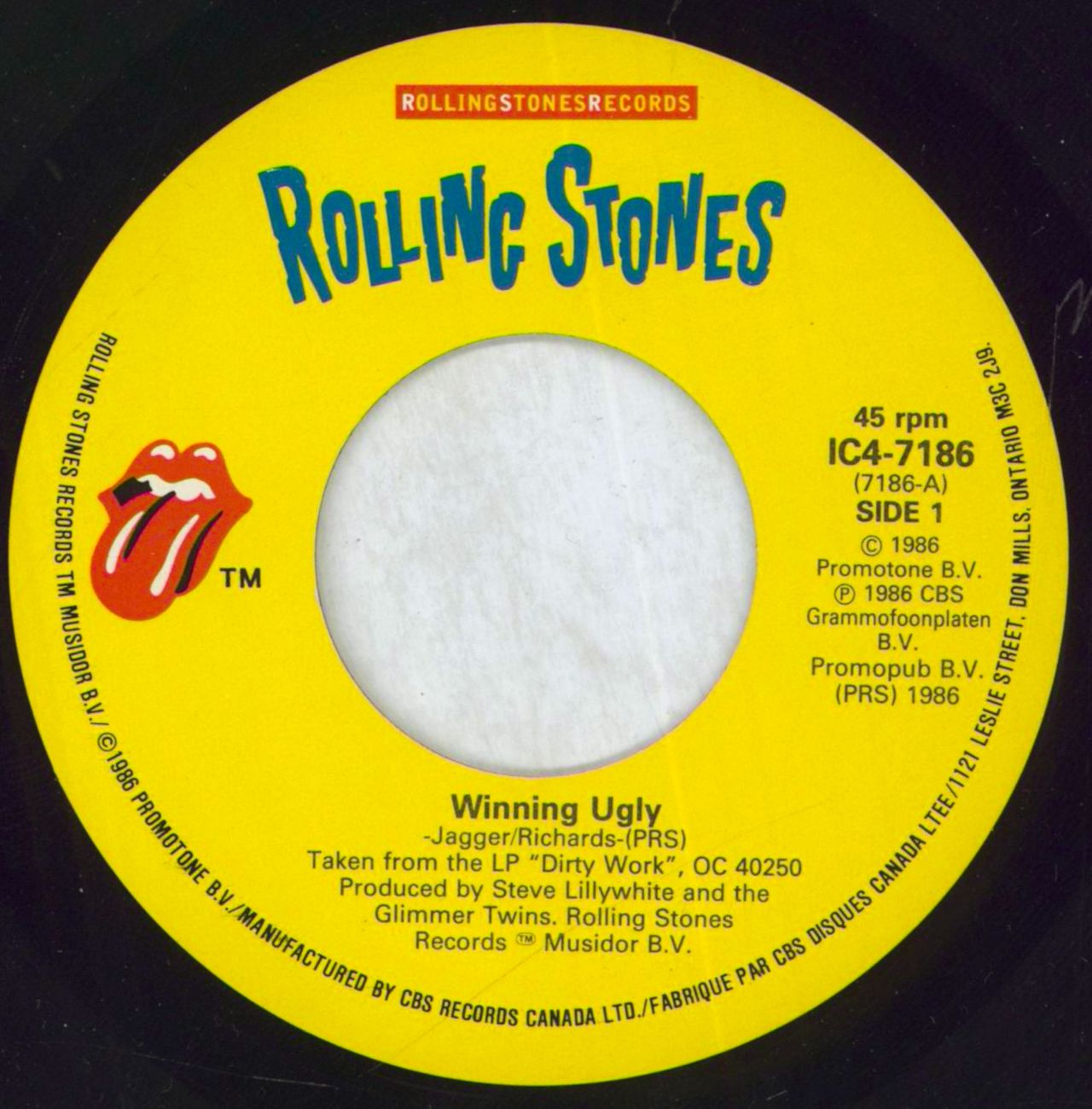 The Rolling Stones Winning Ugly - EX Canadian 7" Vinyl — RareVinyl.com