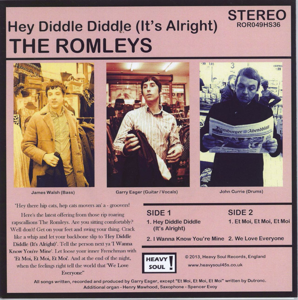 The Romleys Hey Diddle Diddle (It's Alright) UK 7" vinyl single (7 inch record / 45)