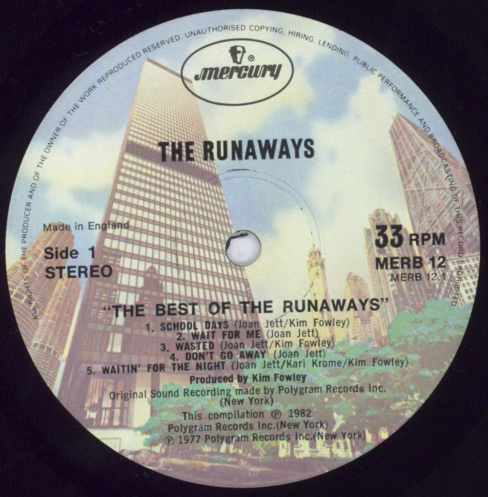 The Runaways The Best Of The Runaways - Gold Promo Stamped UK vinyl LP album (LP record) RWSLPTH829757