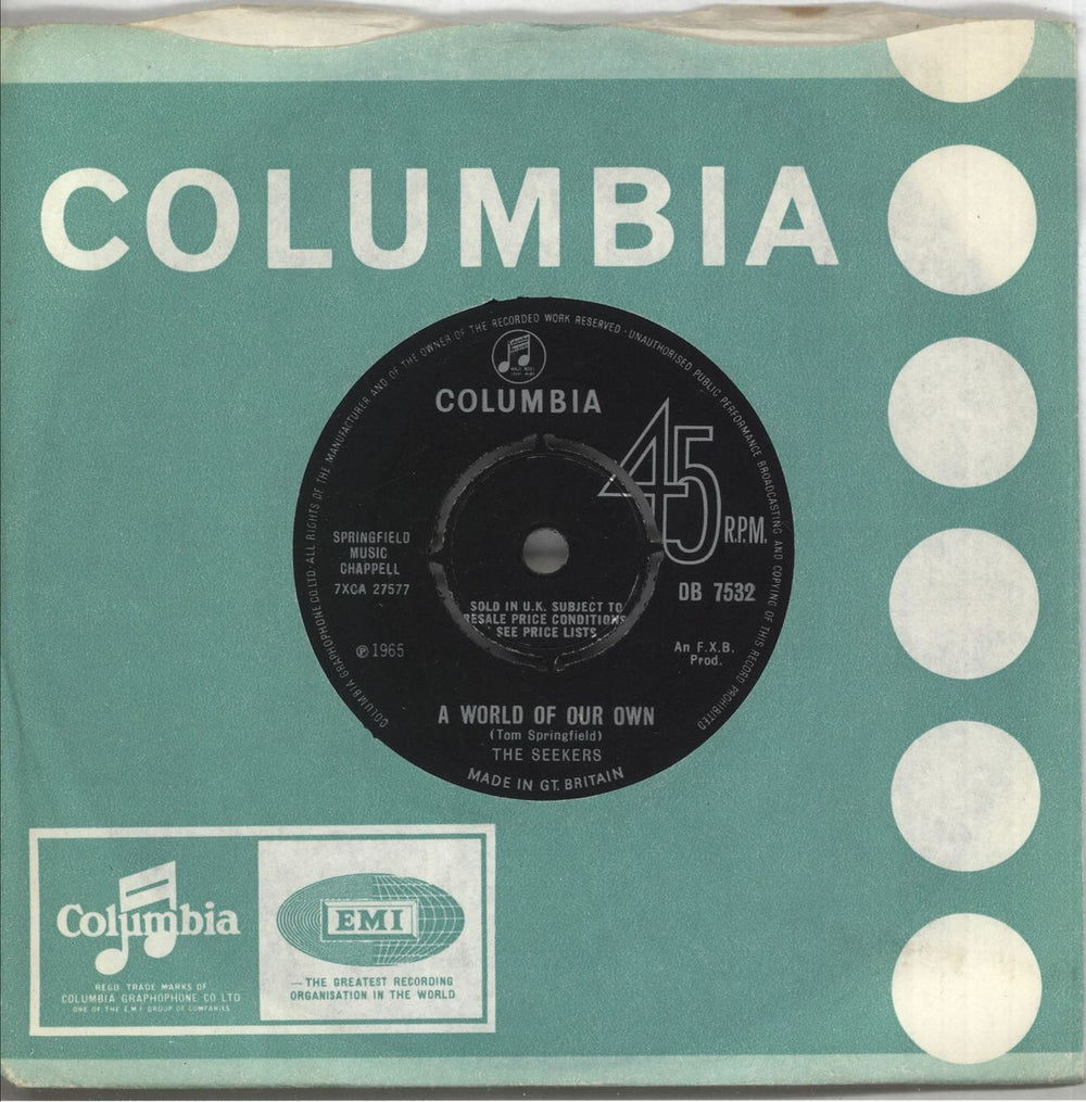 The Seekers A World Of Our Own UK 7" vinyl single (7 inch record / 45) DB7532