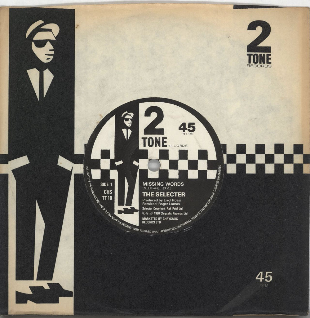 The Selecter Missing Words - Paper labels UK 7" vinyl single (7 inch record / 45) CHSTT10