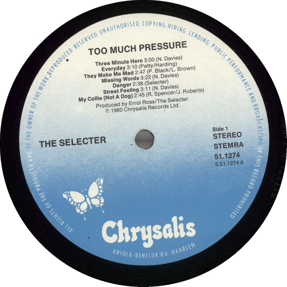 The Selecter Too Much Pressure Dutch vinyl LP album (LP record) SELLPTO368310