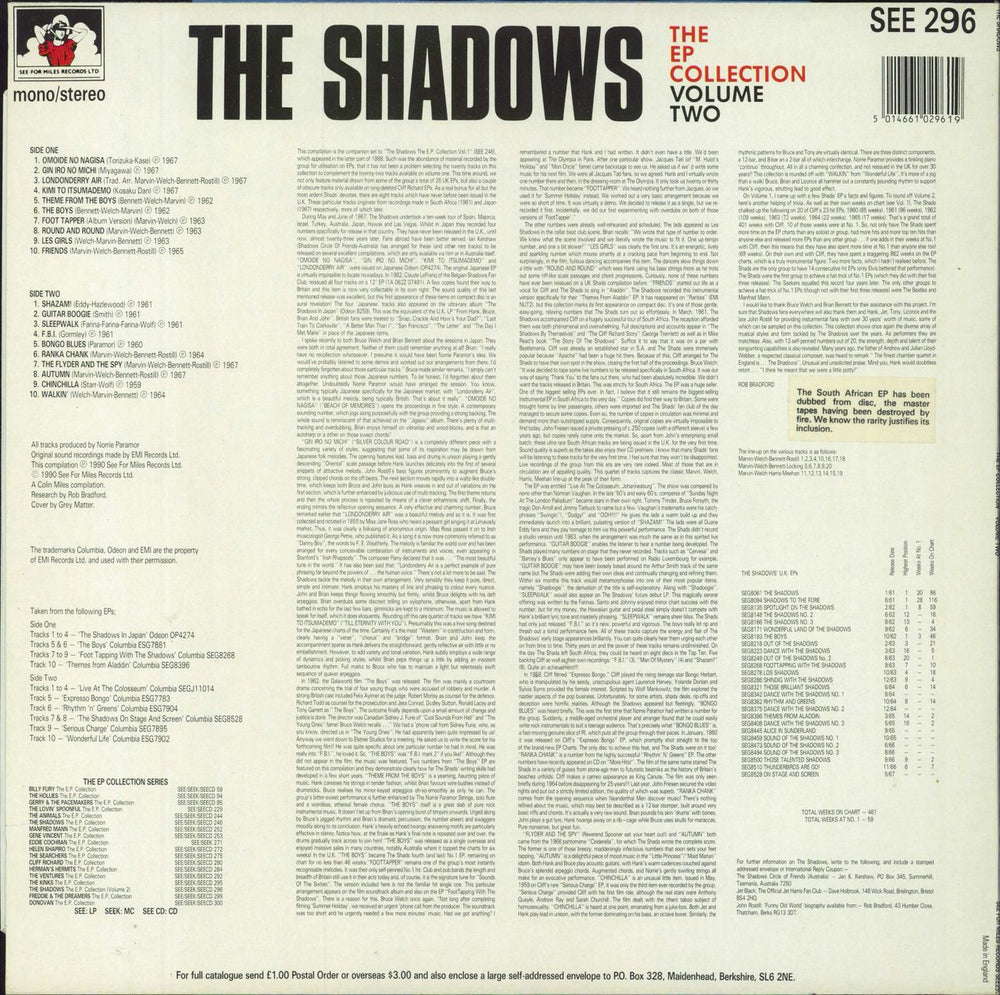 The Shadows The EP Collection - Volume Two UK vinyl LP album (LP record) 5014661029619