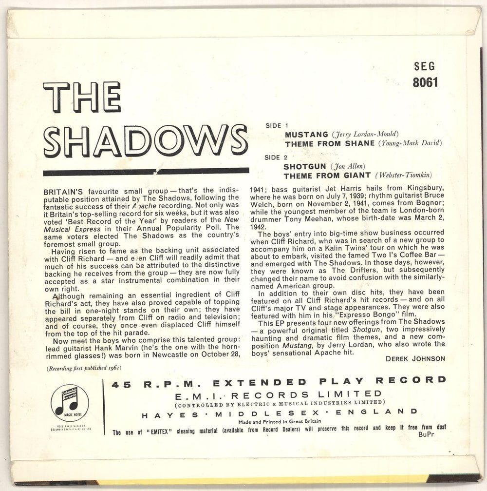 The Shadows The Shadows EP - 1st - VG UK 7" vinyl single (7 inch record / 45) SHD07TH739120