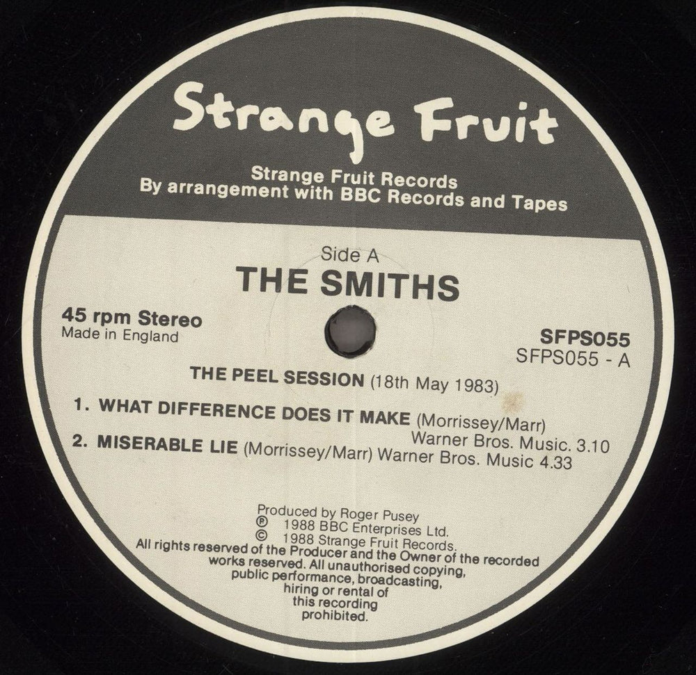 The Smiths Peel Sessions - EX UK 12" vinyl single (12 inch record / Maxi-single) SMI12PE50598