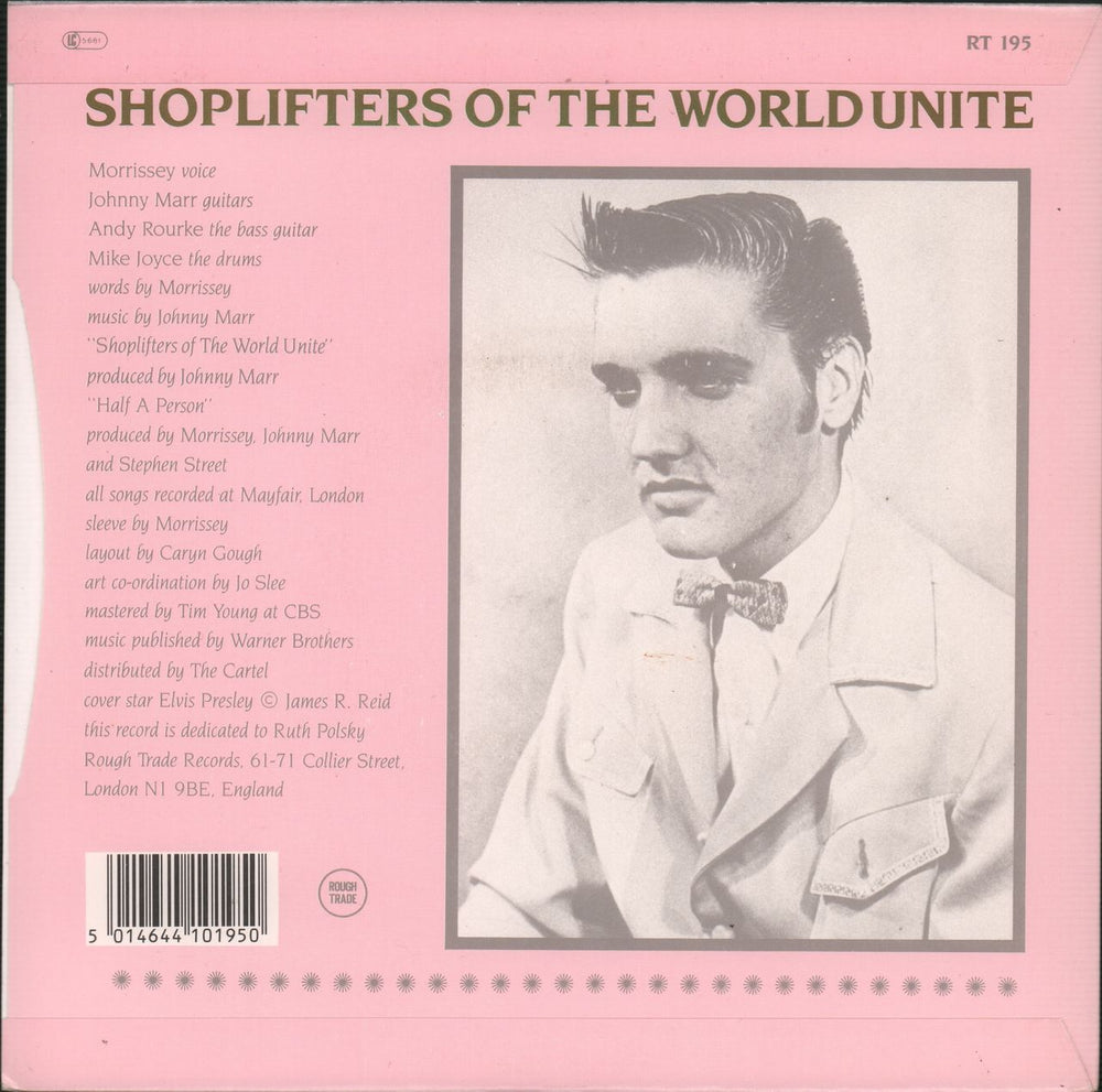 The Smiths Shoplifters Of The World Unite - 4 Prong UK 7" vinyl single (7 inch record / 45) 5014644101950