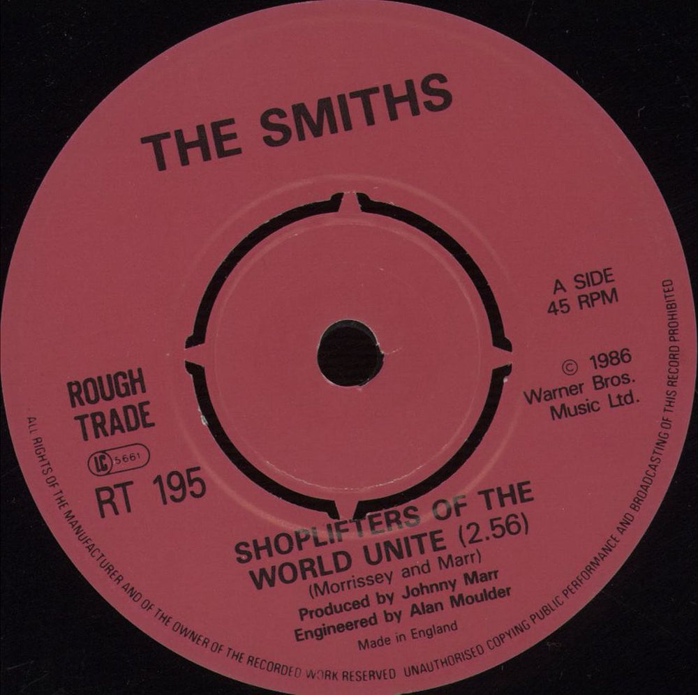 The Smiths Shoplifters Of The World Unite - 4 Prong UK 7" vinyl single (7 inch record / 45) SMI07SH09869