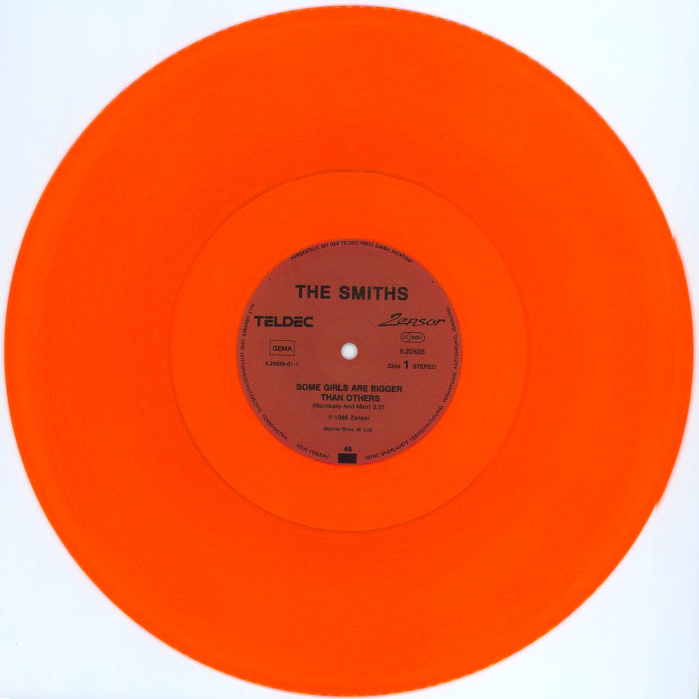 The Smiths Some Girls Are Bigger Than Others - Orange Vinyl + Label - EX German 12" vinyl single (12 inch record / Maxi-single) SMI12SO771934