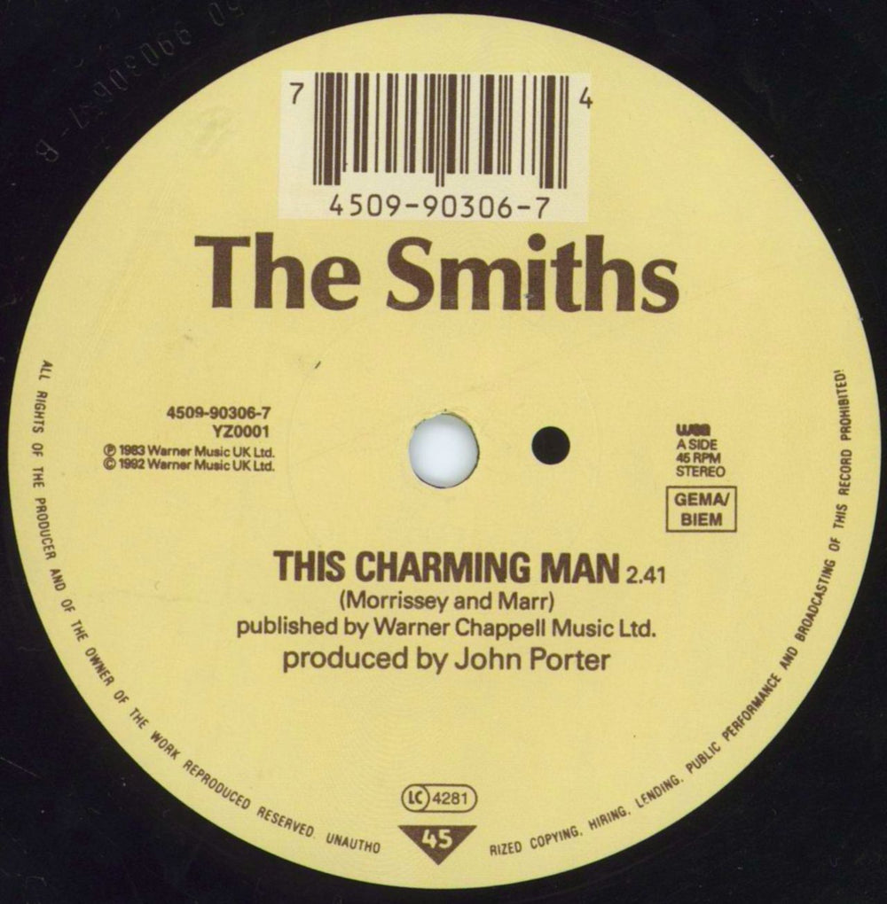 The Smiths This Charming Man German 7" vinyl single (7 inch record / 45) SMI07TH254814