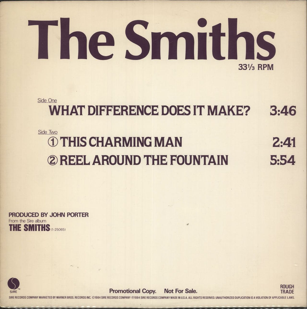 The Smiths What Difference Does It Make US Promo 12" vinyl single (12 inch record / Maxi-single) PRO-A-2136