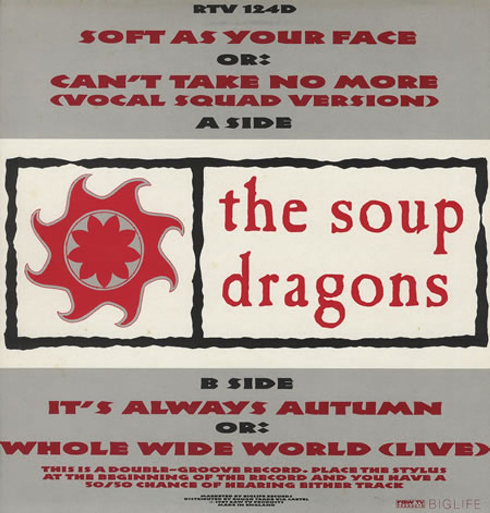 The Soup Dragons Soft As Your Face EP - Double-Groove UK 12" vinyl single (12 inch record / Maxi-single) DRA12SO109242