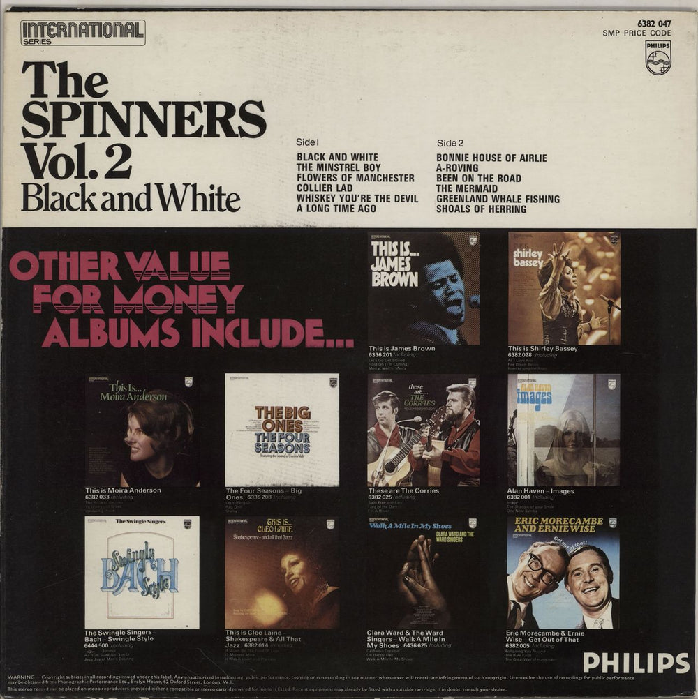 The Spinners Vol. 2 Black And White UK vinyl LP album (LP record)