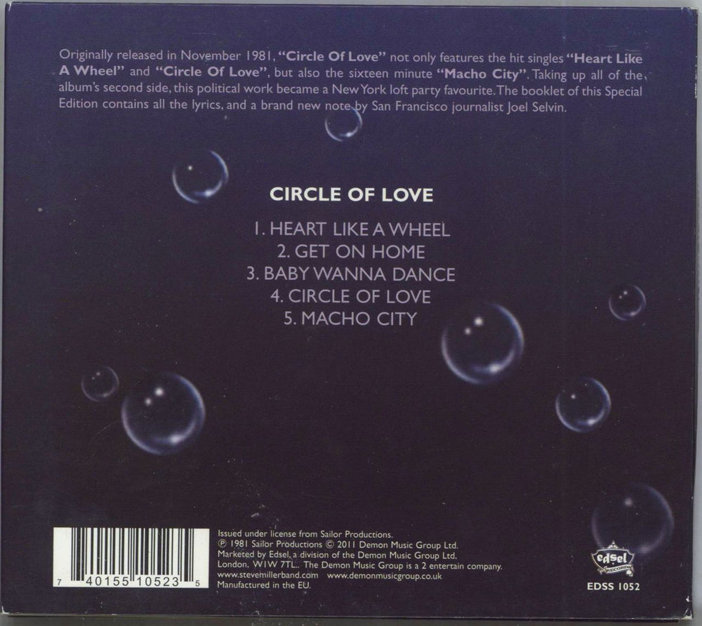 The Steve Miller Band Circle Of Love: Remastered UK CD album (CDLP) 740155105235