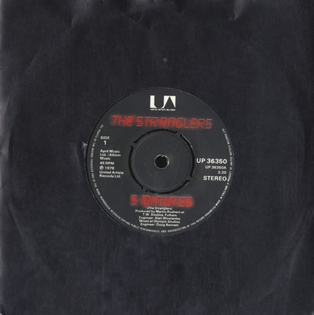 The Stranglers 5 Minutes UK 7" vinyl single (7 inch record / 45) UP36350