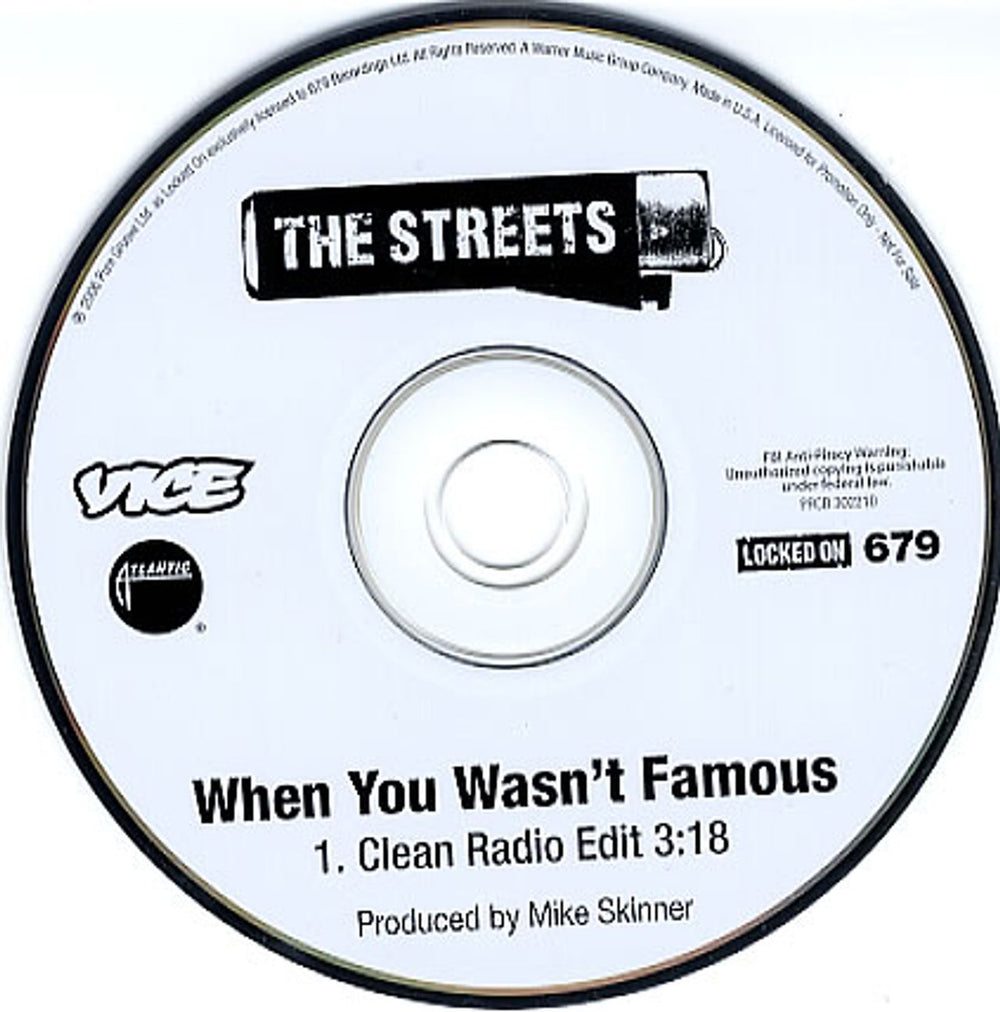 The Streets When You Wasn't Famous US Promo CD single (CD5 / 5") PRCD302210