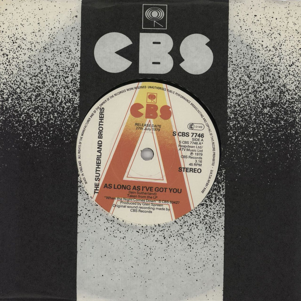 The Sutherland Brothers & Quiver As Long As I've Got You - A Label UK Promo 7" vinyl single (7 inch record / 45) SCBS7746